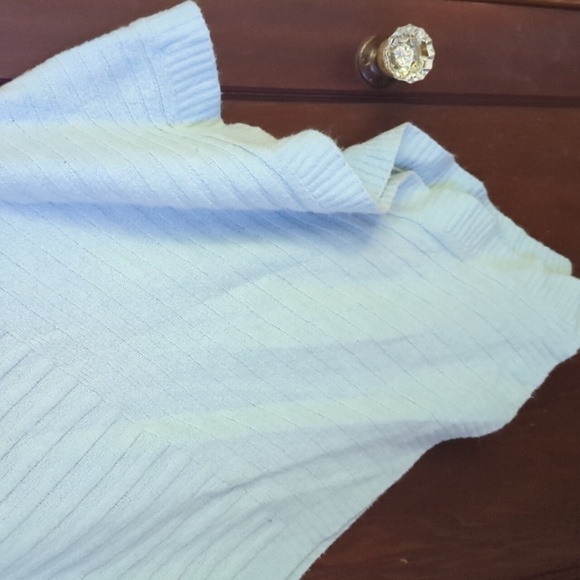 Chico's Light Blue Cowl Neck Knit Poncho Size One Size ( Small/ Medium) - Picture 3 of 5